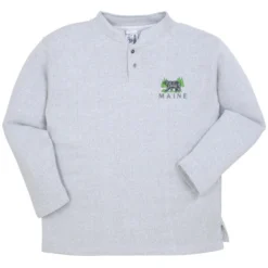 ESY Men's Two Button Black Bear Henley Sweatshirt