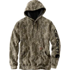 Carhartt Men's Loose Fit Midweight Camo Sleeve Graphic Logo Hooded Sweatshirt