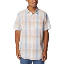 Columbia Men's Under Exposure Yarn-Dye Short-Sleeve Shirt -Garmentra Sales Store 1715221 568 f5B15D