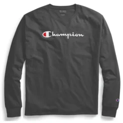 Champion Men's Classic Script Logo Long-Sleeve T-Shirt