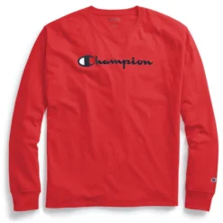 Champion Men's Classic Script Logo Long-Sleeve T-Shirt -Garmentra Sales Store 96605 GT78H Scarlet 040 Y06794