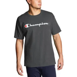 Champion Men's Classic Script Logo Jersey Short-Sleeve Shirt