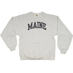 A.M. Men's Heavyweight Maine Arch Design Long-Sleeve Crew-Neck Sweatshirt