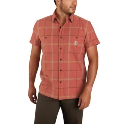 Carhartt Men's Rugged Flex Relaxed Fit Lightweight Plaid Short-Sleeve Shirt