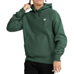 Champion Men's Reverse Weave Hoodie -Garmentra Sales Store Champion Life Reverse Weave Logo Dark Green