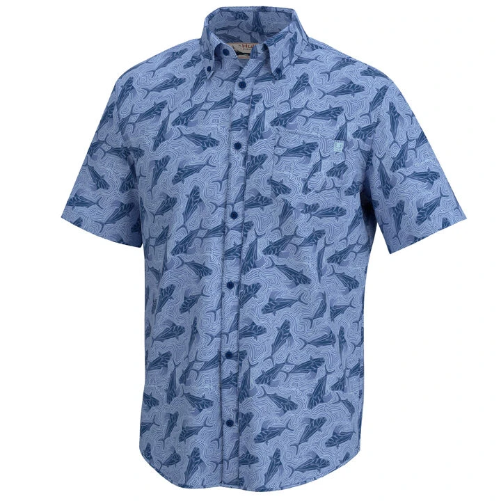 Huk Men's Kona Jig Huk Button-Down Short-Sleeve Shirt 1 Huk Men's Kona Jig Huk Button-Down Short-Sleeve Shirt