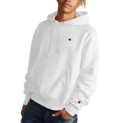 Champion Men's Reverse Weave Hoodie -Garmentra Sales Store HNS GF68Y06145 White Front