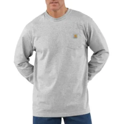 Carhartt Men's Big & Tall Loose Fit Heavyweight Long-Sleeve Pocket T-Shirt -Garmentra Sales Store K126HGY 2
