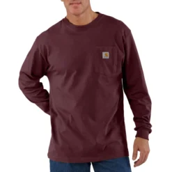 Carhartt Men's Big & Tall Loose Fit Heavyweight Long-Sleeve Pocket T-Shirt -Garmentra Sales Store K126PRT 2