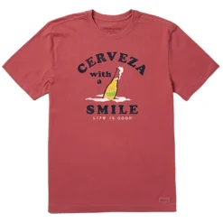 Life Is Good Men's Cerveza With A Smile Crusher-LITE Short-Sleeve T-Shirt