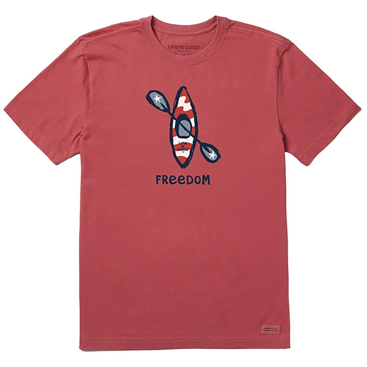 Life Is Good Men's Freedom Kayak Crusher Short-Sleeve T-Shirt 1 Life Is Good Men's Freedom Kayak Crusher Short-Sleeve T-Shirt