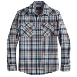Pendleton Men's Plaid Snap-Front Western Canyon Long-Sleeve Shirt 6 Pendleton Men's Plaid Snap-Front Western Canyon Long-Sleeve Shirt -Garmentra Sales Store Pendleton Western Canyon Plaid Blue Grey Multi Plaid