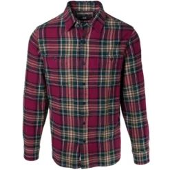 Schott NYC Men's Plaid Cotton Flannel Long-Sleeve Shirt -Garmentra Sales Store SH2135 Berry