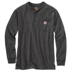 Garmentra Sales Store -Garmentra Sales Store Workwear Henley Long Sleeve Shirt K128 CARBON HEATHER