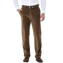 Haggar Men's Stretch Corduroy Classic Fit Flat Front Pant -Garmentra Sales Store haggar 0229 camel